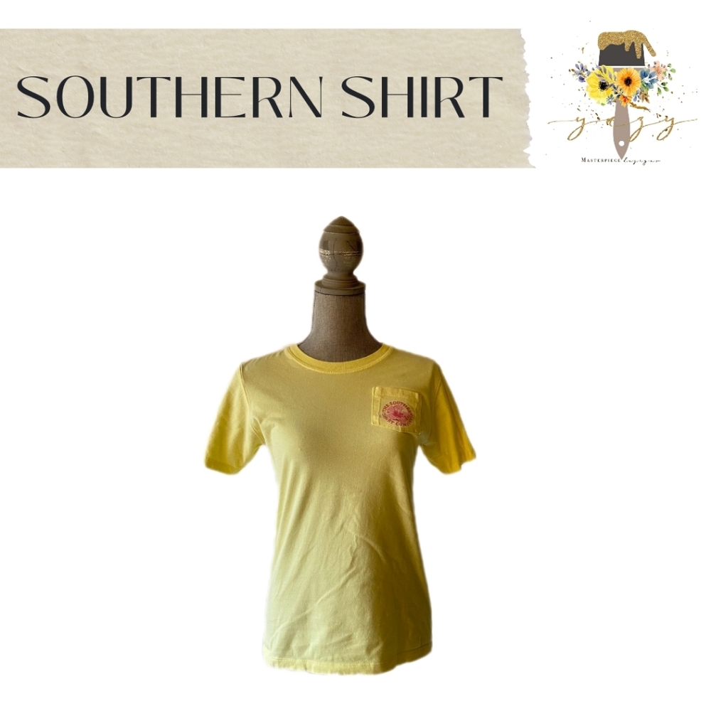 THE SOUTHERN SHIRT, YOUTH LARGE, Yellow, Printed, Breast Pocket